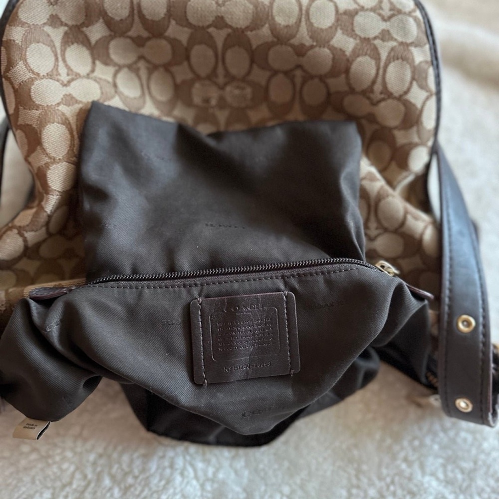 Coach Tan and Dark Brown Signature Shoulder Bag - Picture 10 of 11